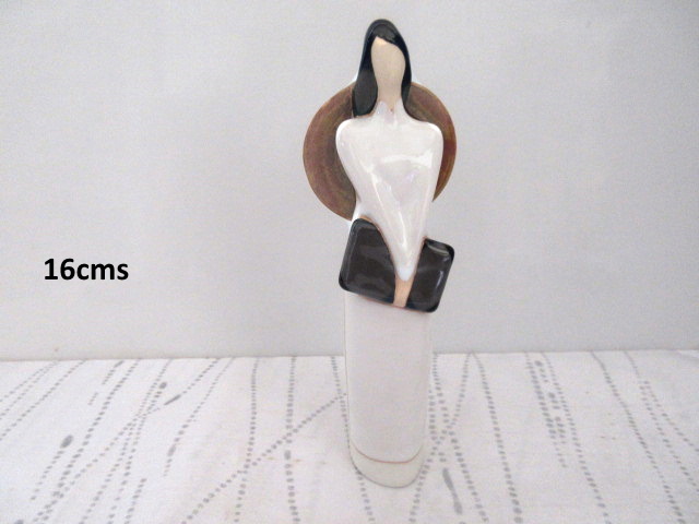 Statuette en cramique Gom Viet (Nu sinh) blanc 16cms